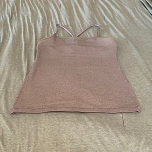 Lululemon Maroon Striped Tank Top with Built-In Shelf Bra – Size 8